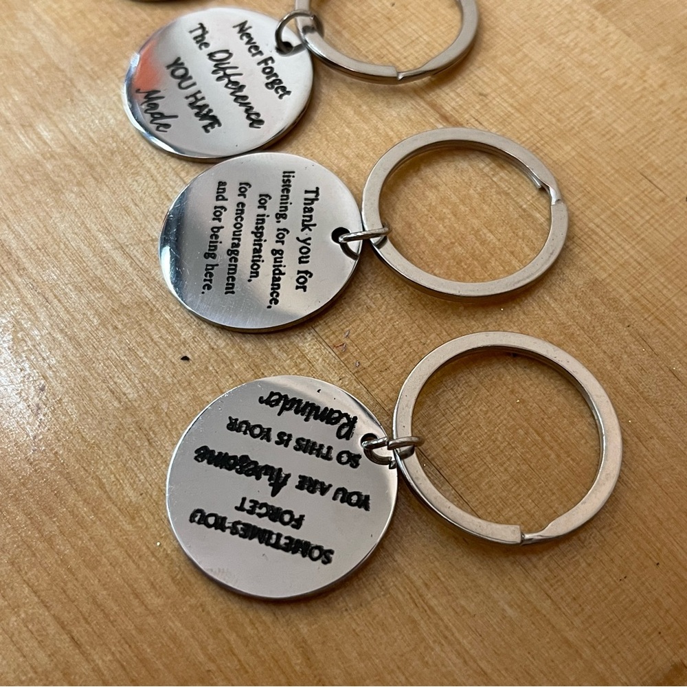 Metal Keychain Bag Charm lot of 5 Appreciation Gift Thank You - Picture 4 of 11